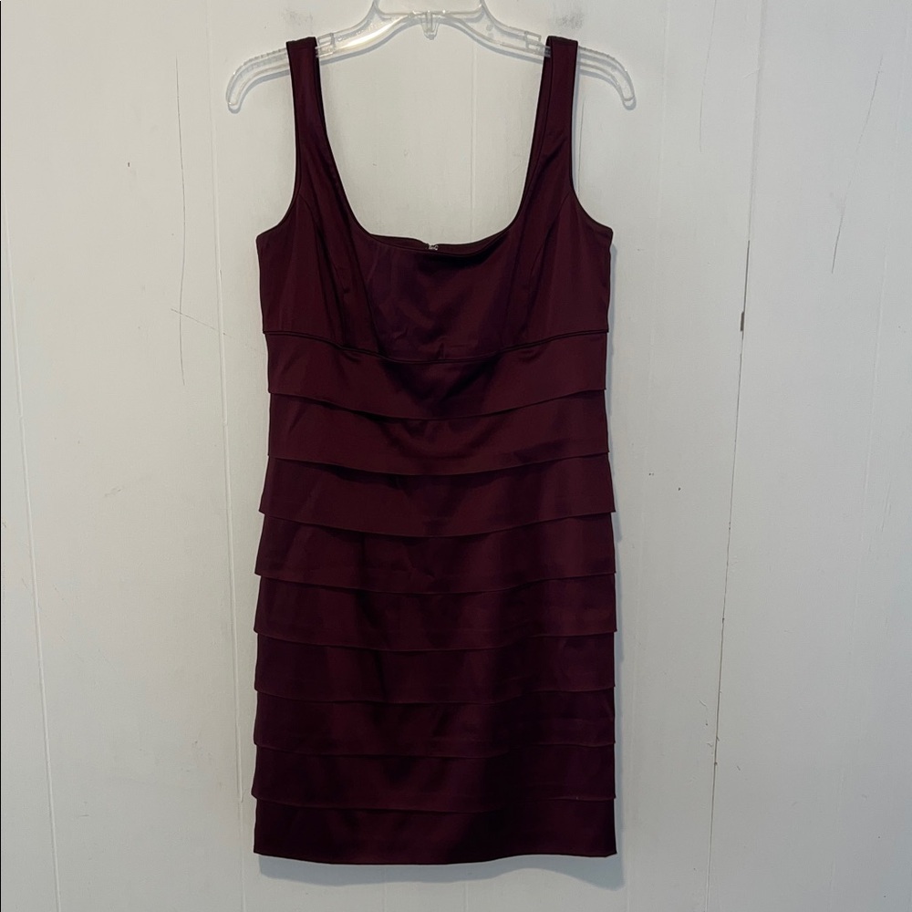 Lauren Ralph Lauren Burgundy Layered Mini Dress Zip Up 0317251